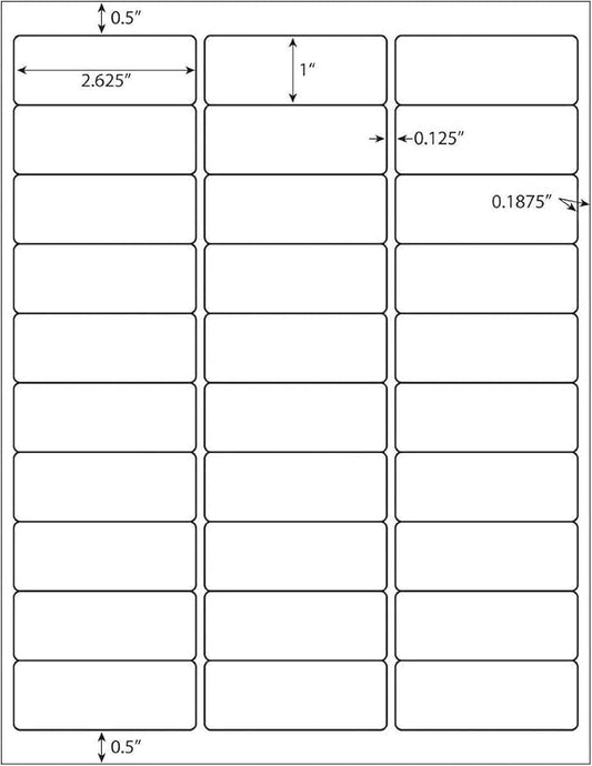 1" X 2-5/8" Address Labels 30 Per Sheet Sticker Paper for Laser and Inkjet Printers, 8.5"×11" White- 6000 Labels