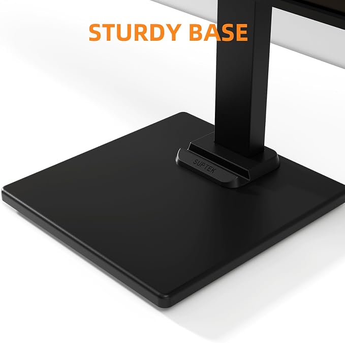 Suptek Dual Monitor Stand with Base- Vertical Stack Screen Free-Standing Monitor Riser Fits Two 13 to 36Inch Screen with Swivel, Tilt, Height Adjustable,50,75 and 100mm Vesa Base Stand