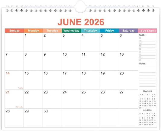 2026-2027 Calendar - Wall Calendar 2026-2027 from June 2026 to December 2027, 2026-27 Calendar with Premium Paper, Twin-Wire Binding & Hanging Hook, 11.5" x 14.5", Colorful