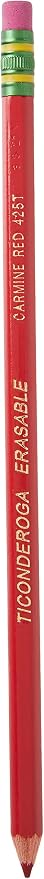 Ticonderoga Erasable Checking Pencils with Eraser, Pre-sharpened, Red, 12-Pack (14259) & Erasable Checking Wood-Cased Pencils, Pre-Sharpened, Blue, 12 Count