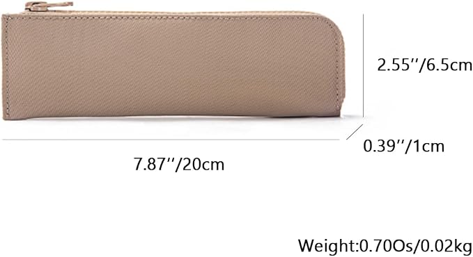 Oxford Pencil Case Slim Pencil Pouch Durable Zipper Stationery Bag Small Travel Use（Khaki/Oxford）