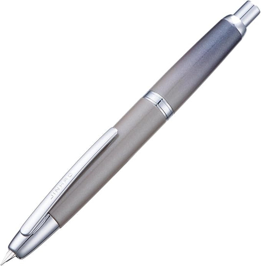 Jinhao 10 Press Fountain Pen with Box, Gradient Gray Retractable Fine Nib with Ink Converter Set (Silver Clip)