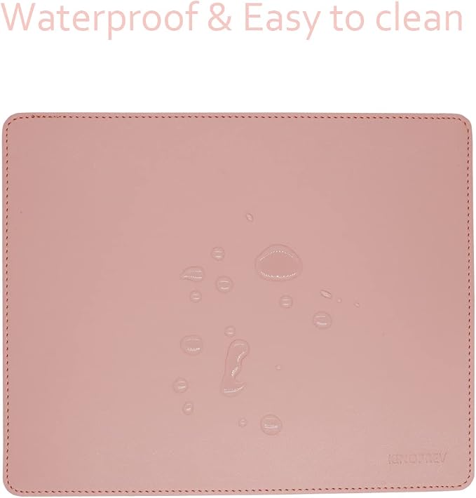 Leather Mouse Pad - Wood Mouse Pads with Stitched Edge,PU Non-Slip Mouse Mat,Double Side Mousepad,Waterproof Gaming Mouse Pad for Desk,Laptop,Office & Home,10.2" x 8.3",1 Pack (Pink)
