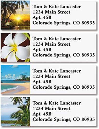 Colorful Images Personalized Return Address Labels | Tropical Beach, 240 Count, Self-Adhesive on Flat-Sheet Labels, Customize with Name & Shipping Address