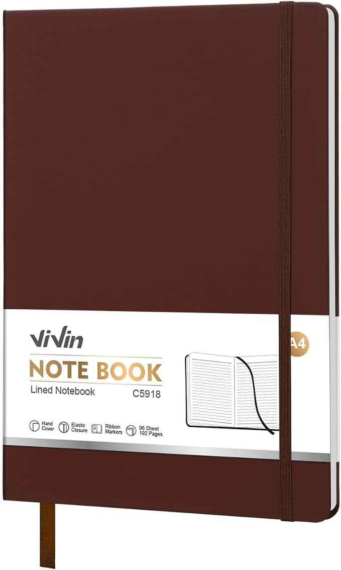 ViVin A4 College Ruled Notebook for Work, 8.5" x 11" Leather Hardcover Journal,192 Pages Professional Lined Notebook for Office & Business