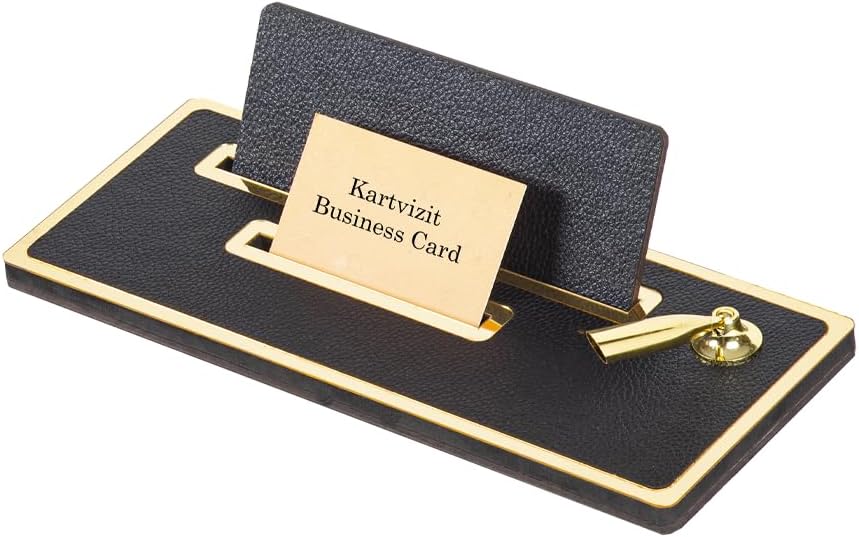 Vesta Bonded Leather Executive Desk Set – 9-Piece Luxury Desk Organizer with Desk Pad, Name Plate, Pen Set & Office Accessories (Wood & Leather Design)