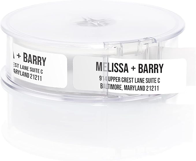 White Bold Rolled Address Labels/Roll of 250 Personalized Address Labels/Designer Return Address Stickers in Elegant Plastic Dispenser