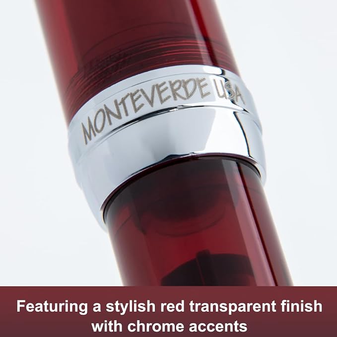 Monteverde USA Monza 3 Fountain Pen Set (Red) - Medium, Fine, Omniflex Nib - Ideal Gift for Men & Women - Perfect for Office, Business, School, Gifts, Journaling, Autographs