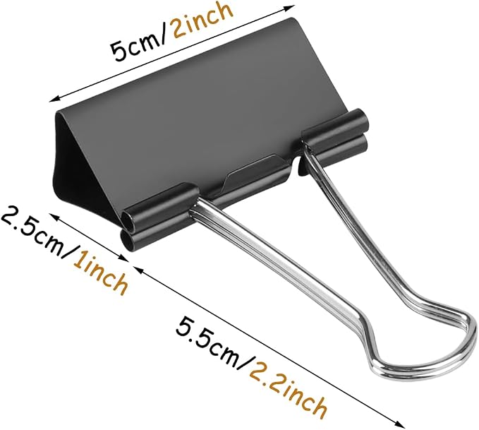 KTOJOY Extra Large Binder Clips (36 Pack) 2 Inch, Big Paper Clamps for Office Supplies, Black