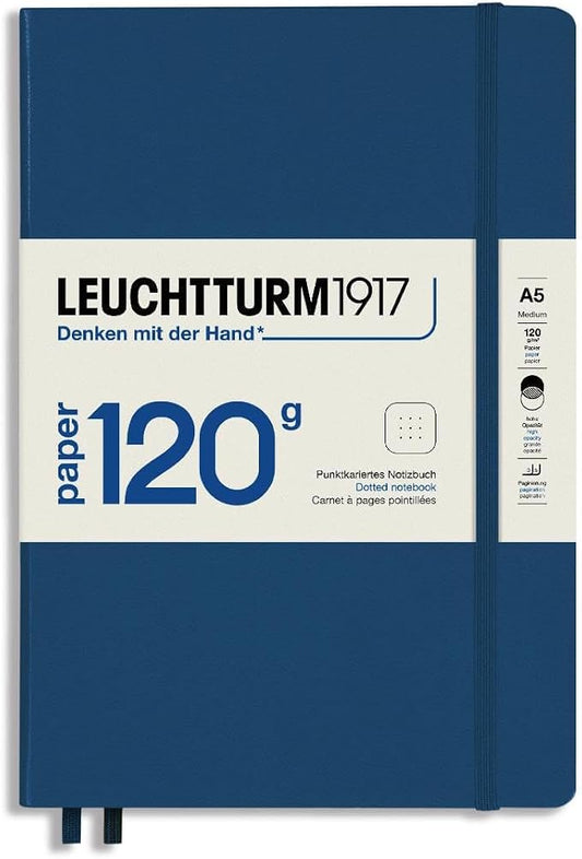 LEUCHTTURM1917 - 120G Special Edition - Medium A5 Hardcover Notebook - 203 Numbered Pages with 120gsm Paper (Navy, Dotted)