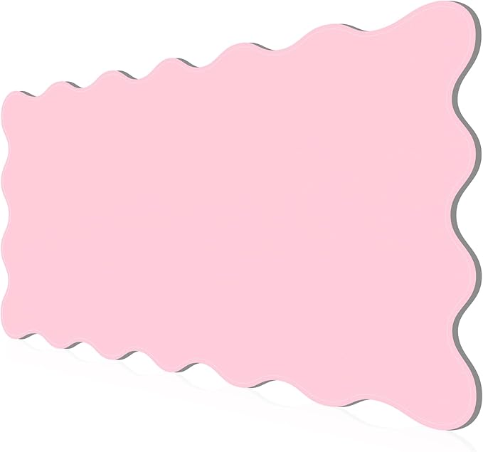 PU Leather Desk Pad, Scalloped Non-Slip Mouse Pad & Large Desk Mat Cover Stitched Edges Writing Pad for Office, Home - Waterproof, Easy to Clean, Durable Surface I 31.4"x15.7", Pink