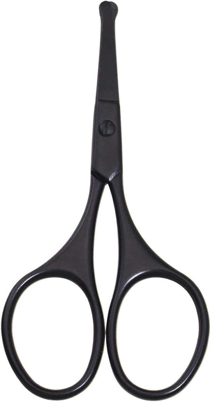 Multicolor Professional Grooming Scissors for Personal Care Facial Hair Removal and Ear Nose Eyebrow Trimming Stainless Steel Fine Straight Tip Scissors 3.9 Inch (Black Set D)