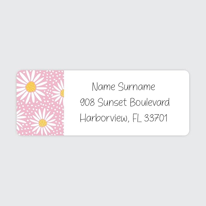 Dotty about Paper Personalized Oopsy Daisies - Pink - Return Address Labels x 100