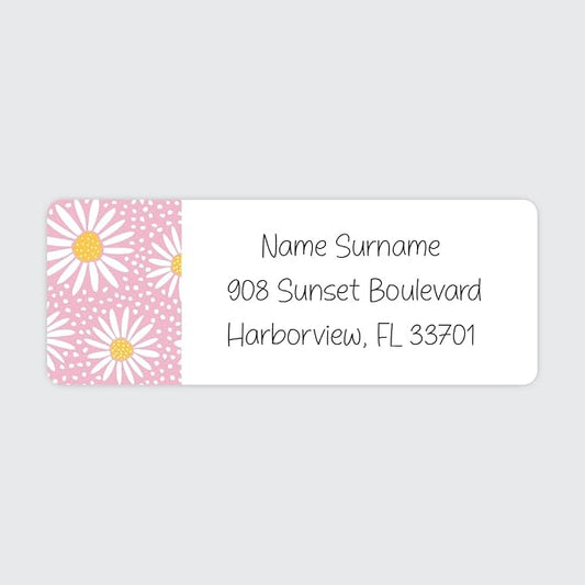 Dotty about Paper Personalized Oopsy Daisies - Pink - Return Address Labels x 100