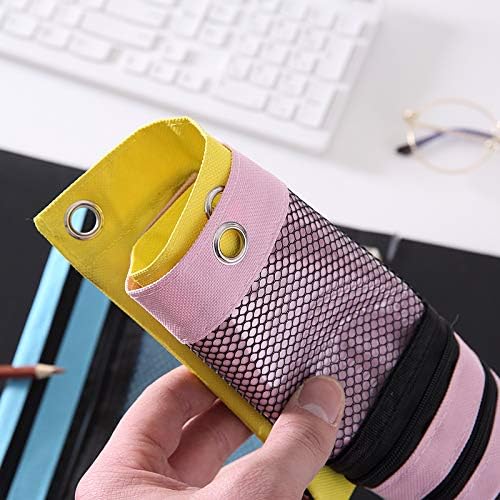 AHOME 3 Ring Binder Pencil Pouchs, Zippered Pencil Pouch Double Pocket Pencil Pouch 3 Ring with Clear Window