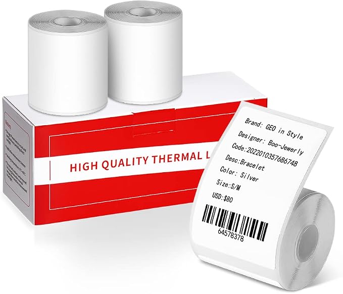 Phomemo Thermal Label 1.57'' x 2.36'' (40x60mm), Self-Adhesive Label | for M110/M220/M110/M108/M250/M120/M150/M260/M221/M200,130 Pcs /Roll, Black on White