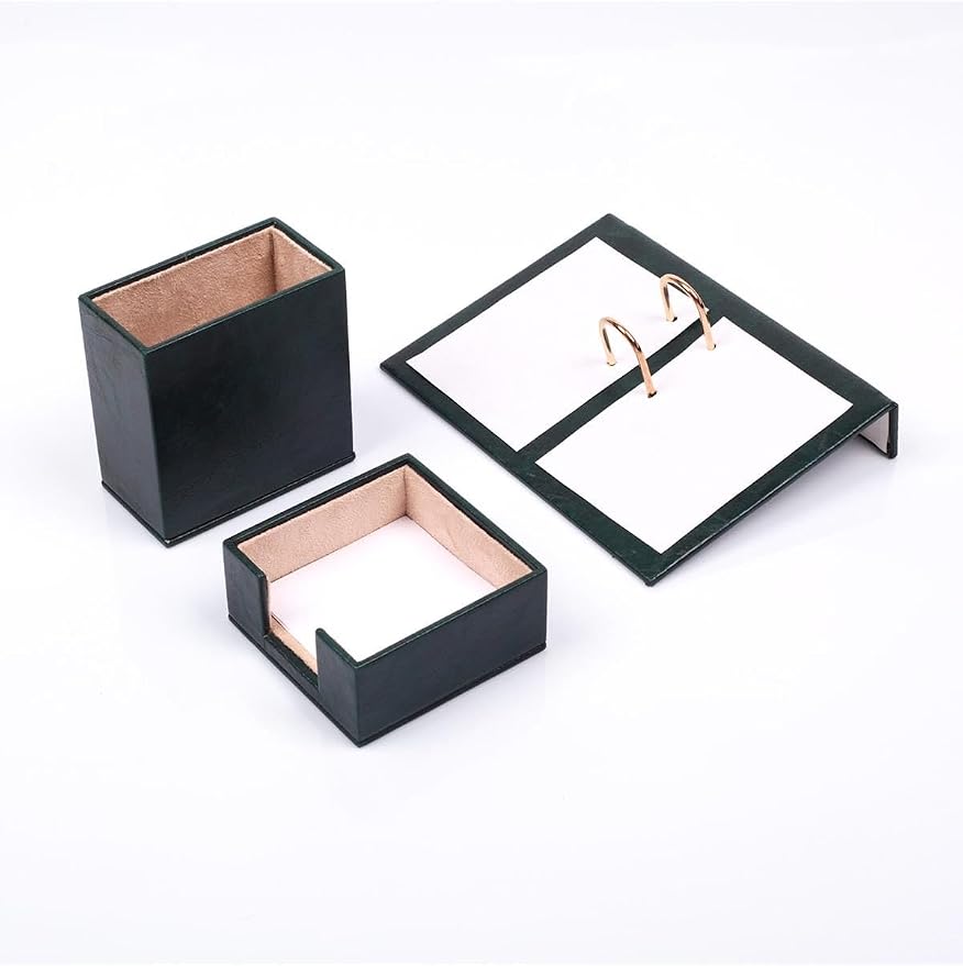 Luna Luxury Leather Desk Set for Men – 10 Piece Executive Office Desk Organizer Set with Document Tray, Desk Pad, Pen Holder, A5 Agenda with Fountain Pen Set – Multiple Color Options (Green)