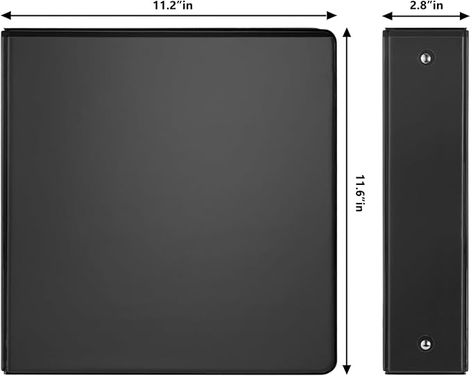 COMIX Sturdy 3 Ring Binder 2 inch with Clear View Cover, 2" Round Ring View Binder, PVC-Free, 450 Sheets Capacity of US Letter Size Paper, Office ＆ School Supplies, Pack of 6 (Black)