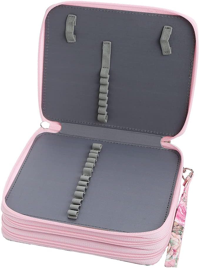 Rose Pencil Organizer - 72 Slot Case with Zipper for Watercolor Pens, Markers & More