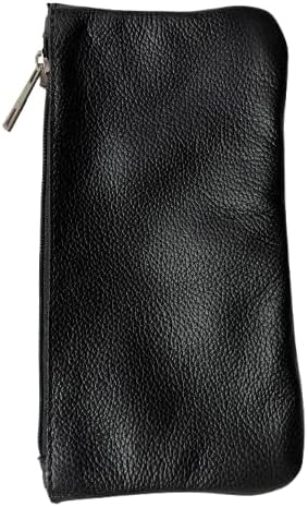 Vintage Leather Pencil Case Pouch, Pen Pouch for Work and University, for Men and Women Elegant & Practical Brown Leather Pencil Cases for Adults Perfect for Office (Black) (Black)
