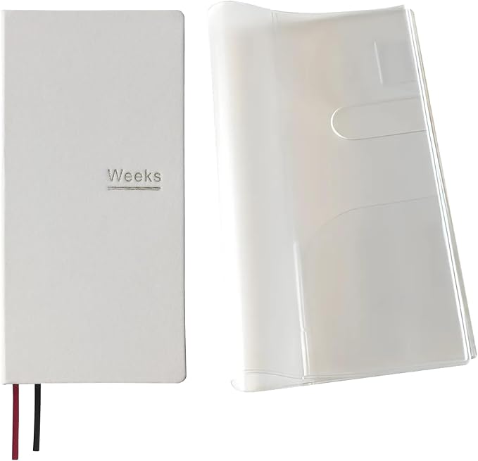 Undated Weekly Planner Notebook Pocket Organizer Appointment Book Journal Notebook A6 Week Plan Notepad (White with cover)