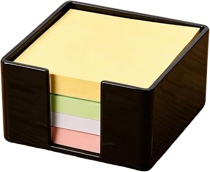 3x3 Inch Black Acrylic Sticky Note Holder – Notepad Dispenser for Desk, Dorm, Home or Office, Sturdy Opaque Design Keeps Notes Neat and Accessible