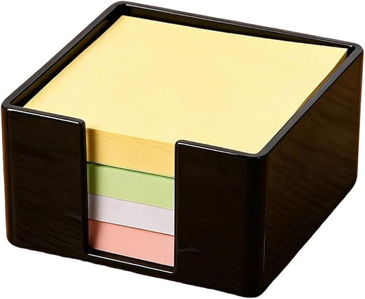 3x3 Inch Black Acrylic Sticky Note Holder – Notepad Dispenser for Desk, Dorm, Home or Office, Sturdy Opaque Design Keeps Notes Neat and Accessible