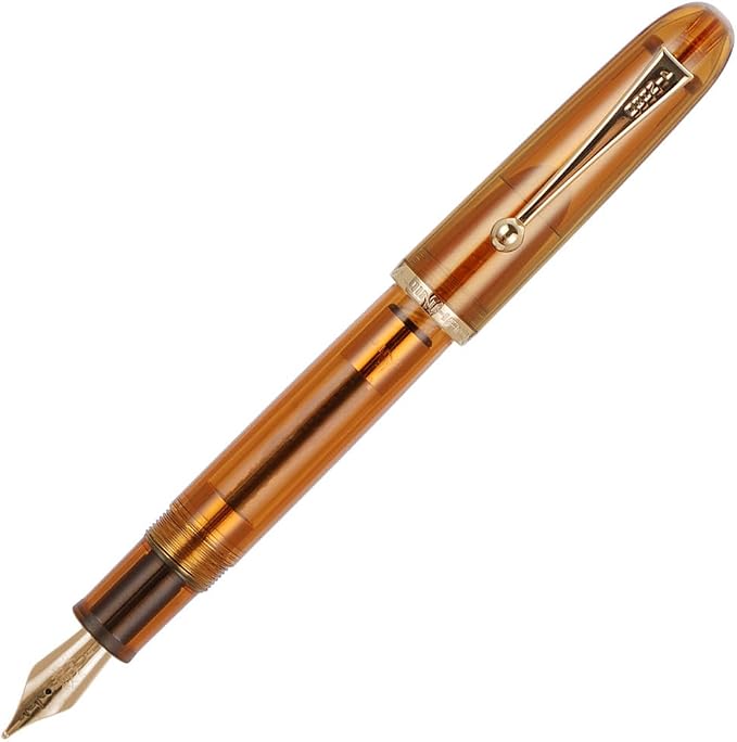 Jinhao 9016 Fountain Pen Fine Point, Dadao Series Transparent Amble Acrylic Heartbeat Nib with Large Converter for Writing