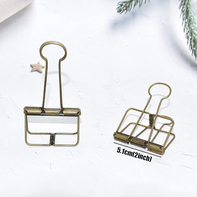 Extra Large Binder Clips 2 Inch, Big Paper Clamps Bronze for Office School Supplies (15Pcs)