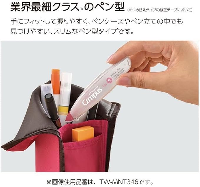 KOKUYO Correction Tape, 0.26 inches (6.5 mm) Wide for A 7mm Ruled Notebook, 19.7 ft (6 m) long, Pink, Japan Import (TW-MNT346)
