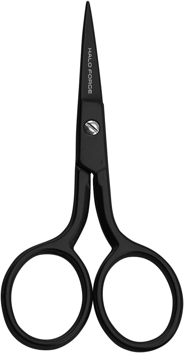 HALO FORGE Small Sharp Embroidery Scissors Stainless Steel 3.5" Black | Little Straight Steel Pointed Tip Precision Cutting Details Thread Yarn for Quilting Knitting Cross Stitch