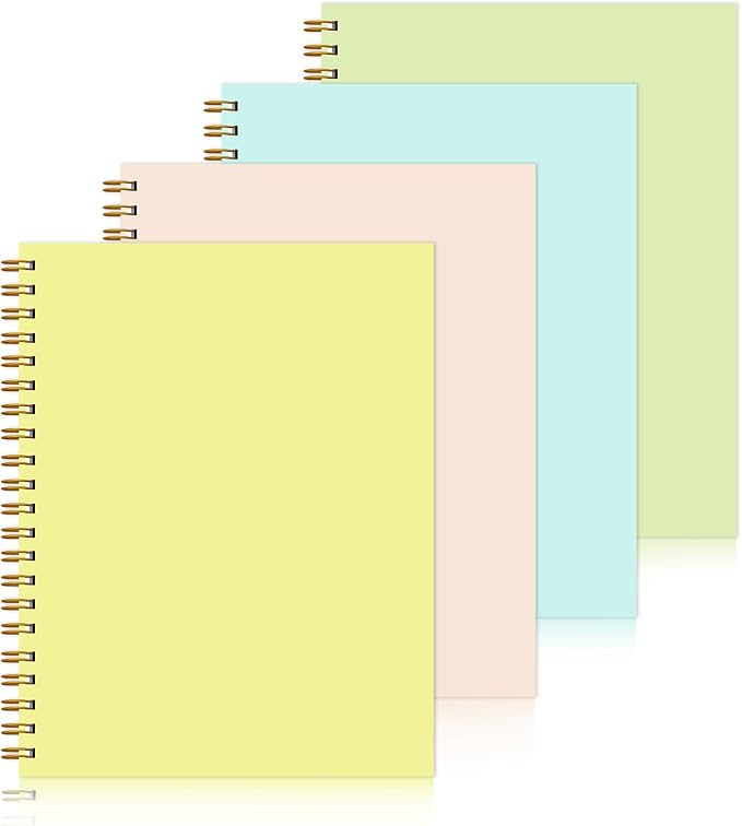 Spiral Notebook 8.5"x11" Hardcover College Ruled Journal 100GSM | 4 pack,no ink bleed,120 pages,lined thick paper,cute bright colors,for school office travel and note taking women men