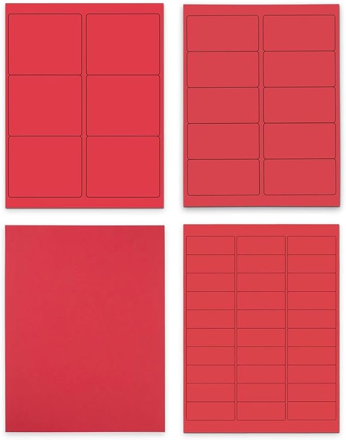 JAM PAPER Shipping & Mailing Address Labels - Multi Size Assortment - Red - 370/Pack