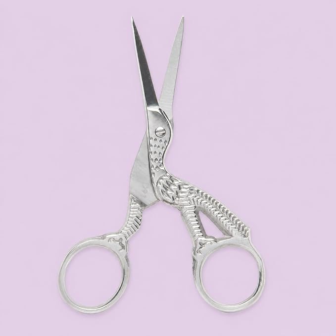 Diane Stainless Steel Stork Eyebrow Scissors, Precision Facial Hair & Brow Trimming Scissors for Women & Men, Sharp Ergonomic Beauty Grooming Scissors for Eyebrows, Mustache & Stray Hair Shears, 3.75"