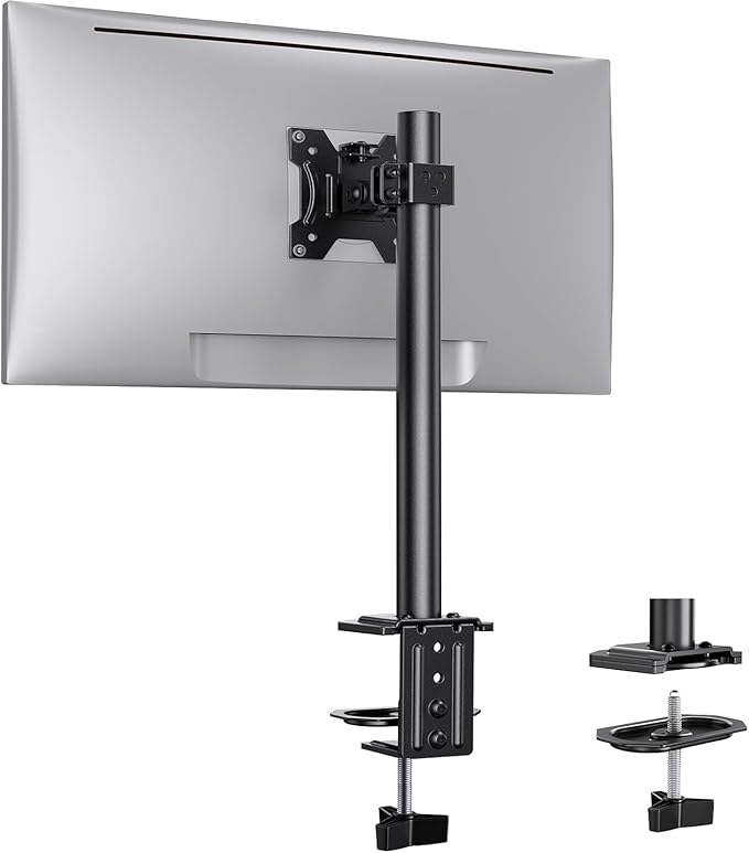 Ergear Single Monitor Mount for 13-32 Inch Screens,17.6 lbs Capacity | Steel pole design,tilt, swivel, rotation,cable clips,desk space saving, home office setup, VESA 75x75/100x100mm