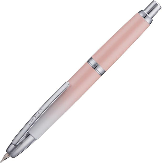 Jinhao 10 Press Fountain Pen with Box, Gradient Peach Pink Retractable Fine Nib with Ink Converter Set (Silver Clip)