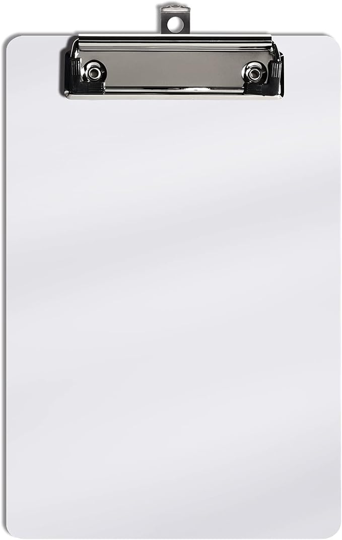 Hongri Plastic Small Clipboard, White A5 Memo Size Clip Board | Mini Size 6 x 9 in for Students, Teacher, Women, Office & School Supplies