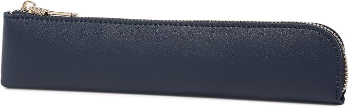 Slim Pencil Case Small Pencil Pouch Pen Case (Navy Blue/FL)