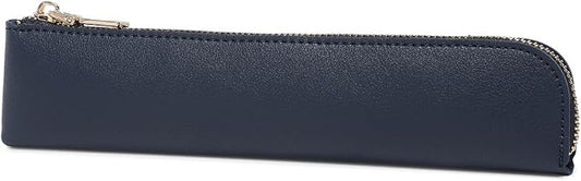 Slim Pencil Case Small Pencil Pouch Pen Case (Navy Blue/FL)