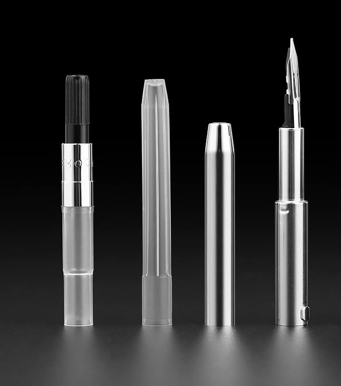 erofa Majohn A1 Press Fountain Pen with Box, Retractable Extra Fine Nib Metal Vivid Black Ink Pen with Converter for Writing (No Clip Version)