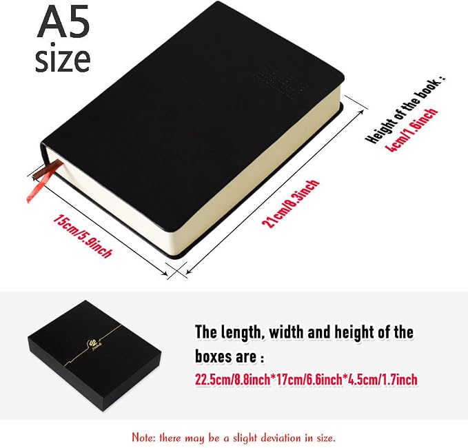 Lemical 720 Pages Thick Journal with Gift Box & Pen, Thick Leather Journal Notebook Writing Journal Notebook With Pen & Gift Box Lined Paper Travel Diary Ideal Gift for Anniversary Birthday Holiday