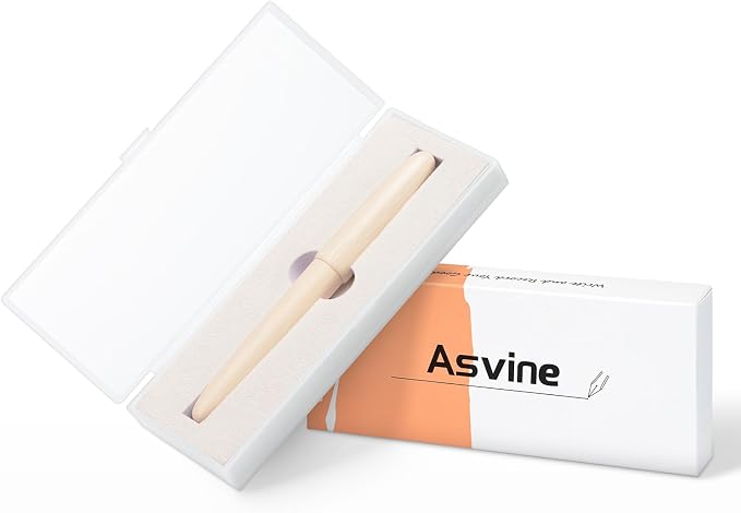 Asvine C80 Fountain Pen #8 Medium Nib Large Handcraft Pen with Converter Pen Box Collection Set (Ivory)