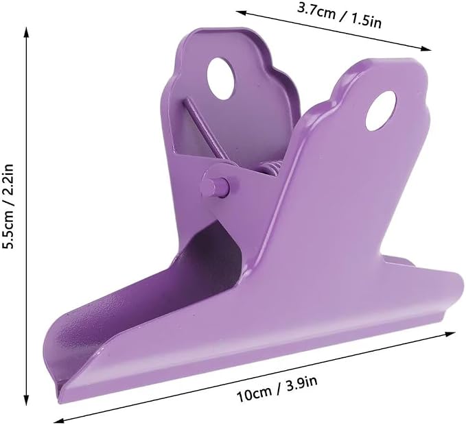 2PCS Extra Large Binder Clips Metal Large Bulldog Clips Paper Clamps Holder 4Inch Chip Clips for Home School Office Drawing Business Purple