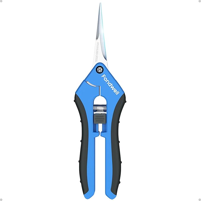 Fondwell 6.5" Precision Pruning Shears for Gardening Bud Trimming Scissors | 1-Pack Garden Snips, Ultra-Sharp Micro-Tip Straight Blades, Fatigue-Free - Best for Delicate Cutting Flower Stems Herbs Buds