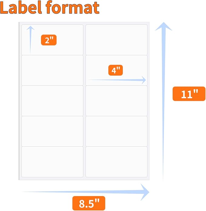White Shipping Labels, 2" x 4", 300 Labels (30 Sheets), Printable, Matte, Waterproof, Oil-proof, Scratch-resistant
