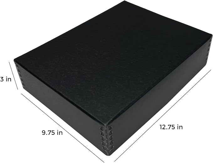Lineco Drop Front Archival Storage Box, 9.75x12.75x3 in, Black, 2 Pack | Acid-Free with Metal Edge, Preserves Picture Longevity, Organize Photos, Newspapers, Prints, Documents, Crafts, DIY