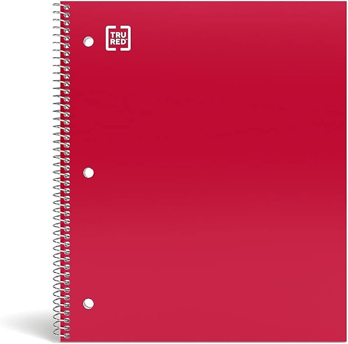 STAPLES Accel 1‑Subject Notebook, 8.5” x 11”, College Ruled, 100 Sheets, Red