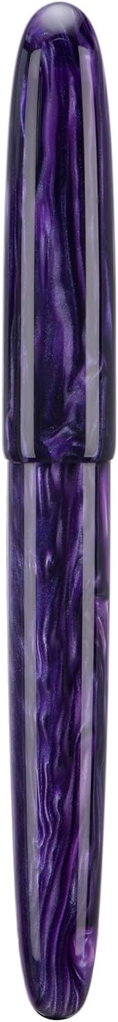 Asvine C80 Fountain Pen #8 Fine Nib Large Handcraft Pen with Converter Pen Case Collection Set (Purple Ripple)