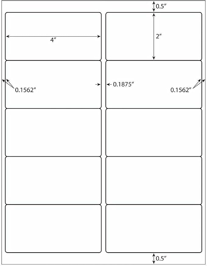 10up Shipping Address Labels, 2 X 4 Labels, Compatible Laser/Inkjet Printer, 5163/18163 Templates Available (2500 Sheets -25000 Labels)