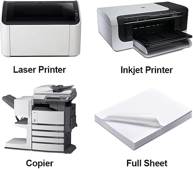 Full Sheet Labels 8.5” x 11” Sticker Paper Matte White, Large Shipping Label Paper for Inkjet Laser Printer, 50 Counts